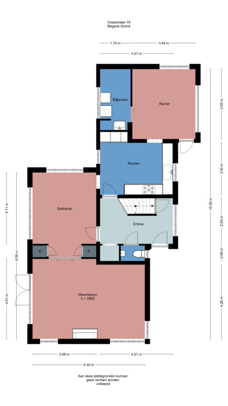 Plattegrond: Vossenlaan 19, Wageningen