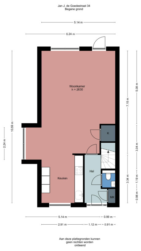 Plattegrond: Jan J. de Goedestraat 34, Wageningen