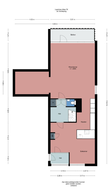 Plattegrond: Lawickse Allee 76, Wageningen
