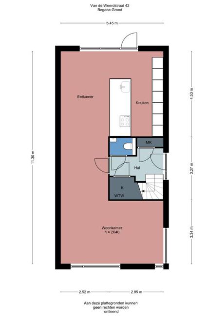 Plattegrond: Van de Weerdstraat 42, Wageningen