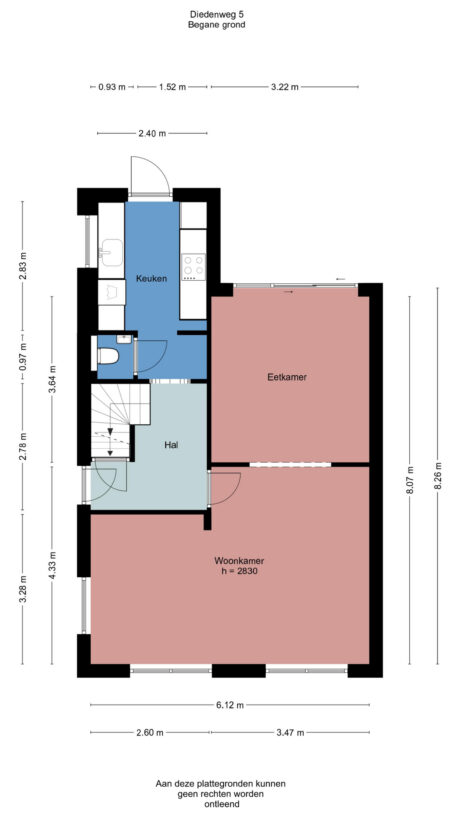 Plattegrond: Diedenweg 5, Wageningen