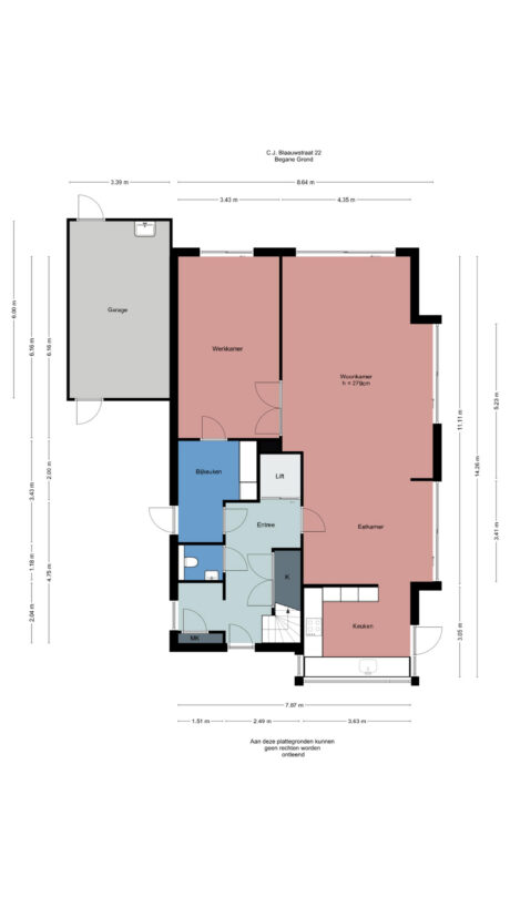 Plattegrond: C.J. Blaauwstraat 22, Wageningen