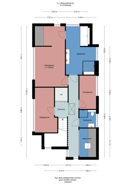 Plattegrond: C.J. Blaauwstraat 22, Wageningen