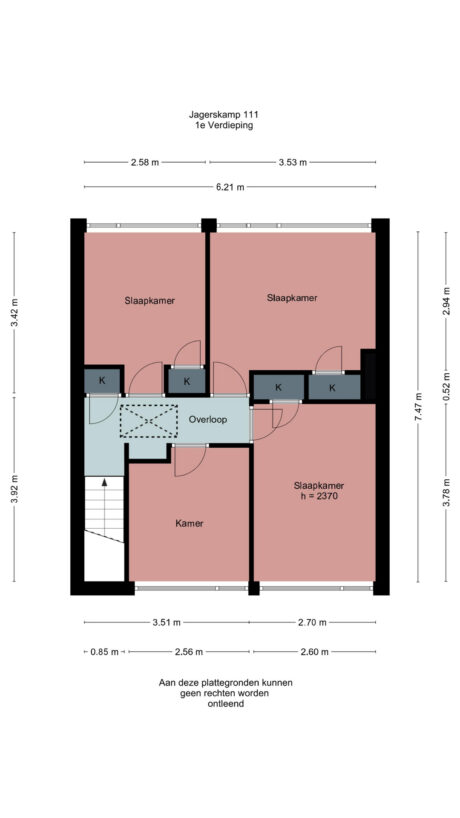 Plattegrond: Jagerskamp 111, Wageningen