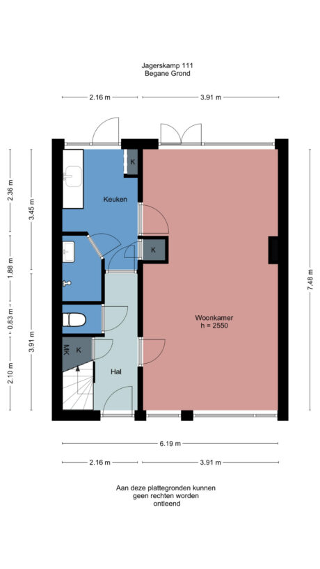 Plattegrond: Jagerskamp 111, Wageningen