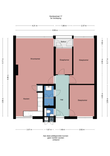 Plattegrond: Gerdesstraat 17, Wageningen