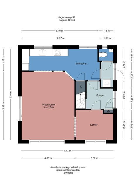 Plattegrond: Jagerskamp 31, Wageningen