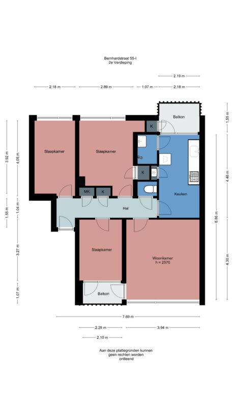 Plattegrond: Bernhardstraat 55I, Wageningen
