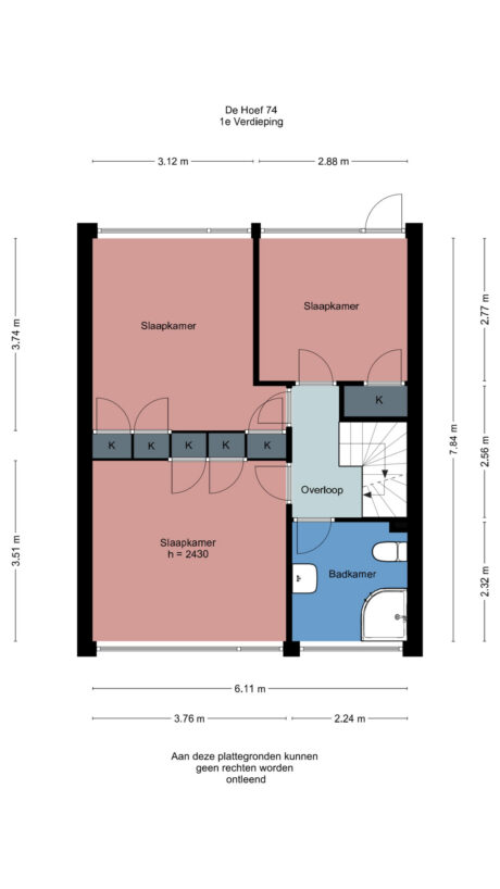 Plattegrond: de Hoef 74, Wageningen