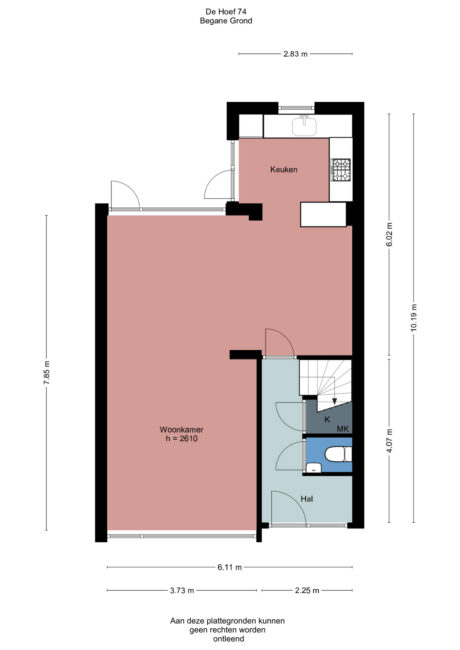 Plattegrond: de Hoef 74, Wageningen