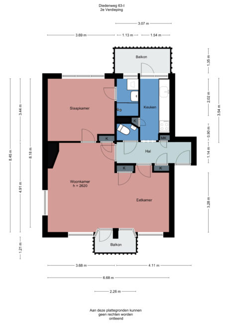 Plattegrond: Diedenweg 63I, Wageningen