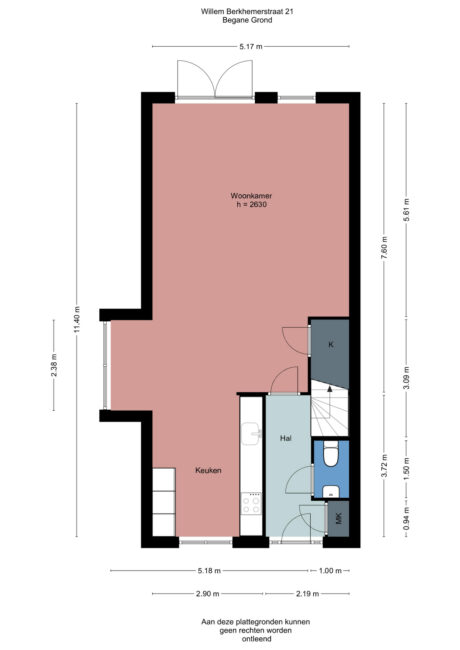 Plattegrond: Willem Berkhemerstraat 21, Wageningen