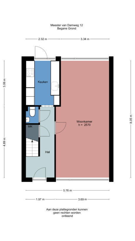 Plattegrond: Meester van Damweg 12, Renkum