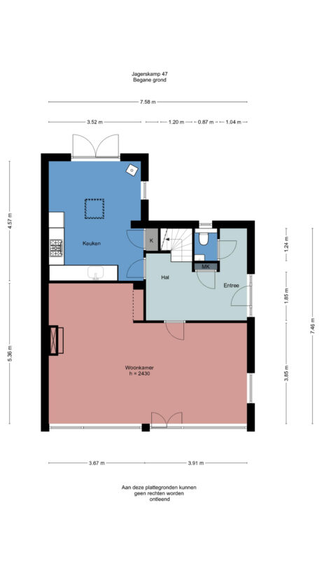 Plattegrond: Jagerskamp 47, Wageningen