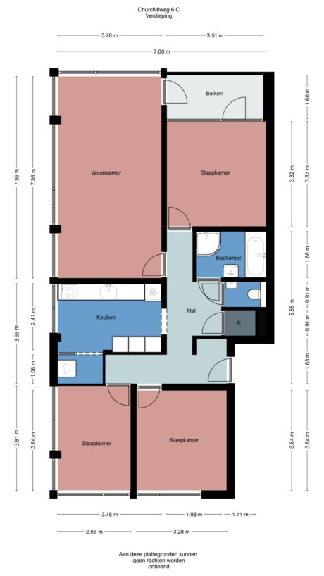 Plattegrond: Churchillweg 6C, Wageningen