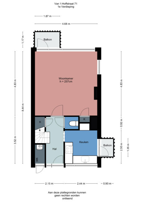 Plattegrond: Van ’t Hoffstraat 71, Wageningen