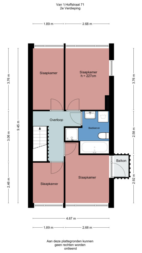 Plattegrond: Van ’t Hoffstraat 71, Wageningen