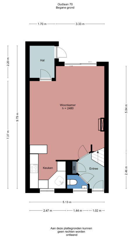 Plattegrond: Oudlaan 70, Wageningen