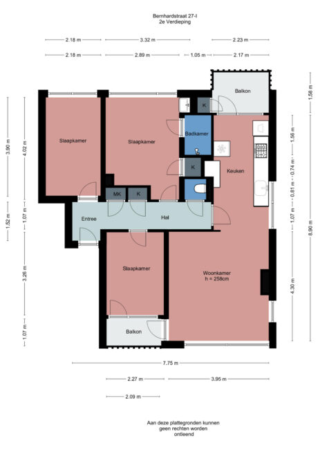 Plattegrond: Bernhardstraat 27I, Wageningen
