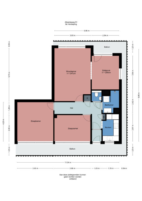 Plattegrond: Albardaweg 91, Wageningen
