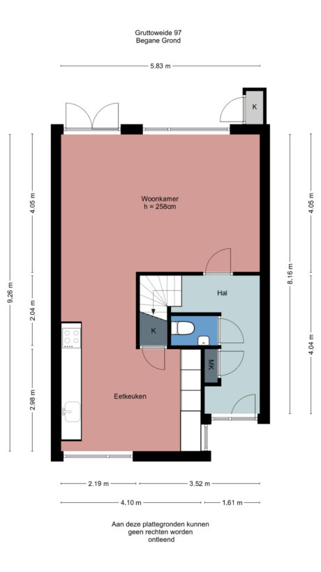 Plattegrond: Gruttoweide 97, Wageningen