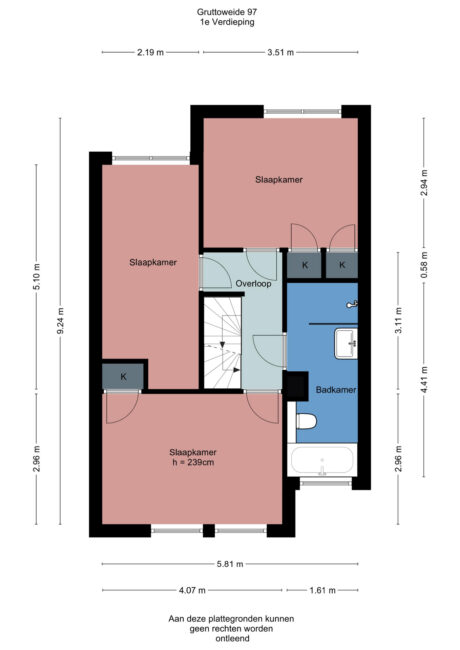 Plattegrond: Gruttoweide 97, Wageningen