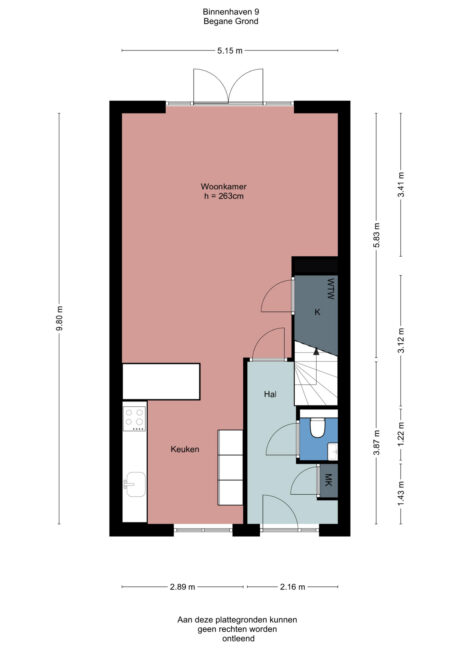 Plattegrond: Binnenhaven 9, Wageningen