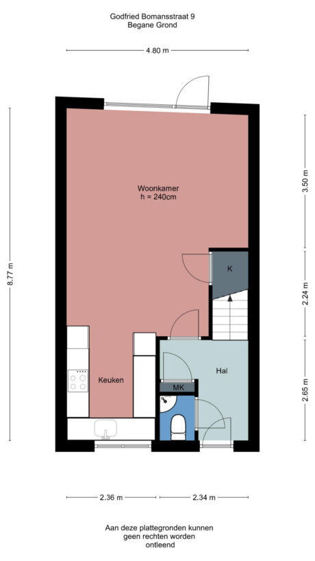 Plattegrond: Godfried Bomansstraat 9, Wageningen