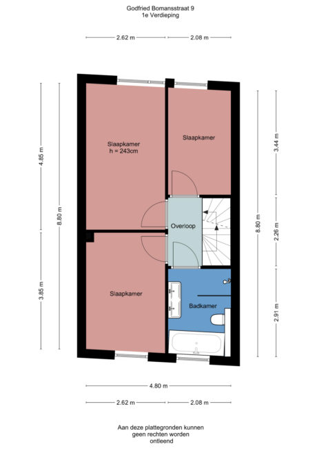 Plattegrond: Godfried Bomansstraat 9, Wageningen