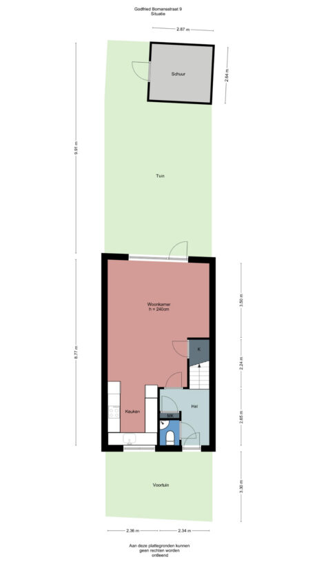 Plattegrond: Godfried Bomansstraat 9, Wageningen