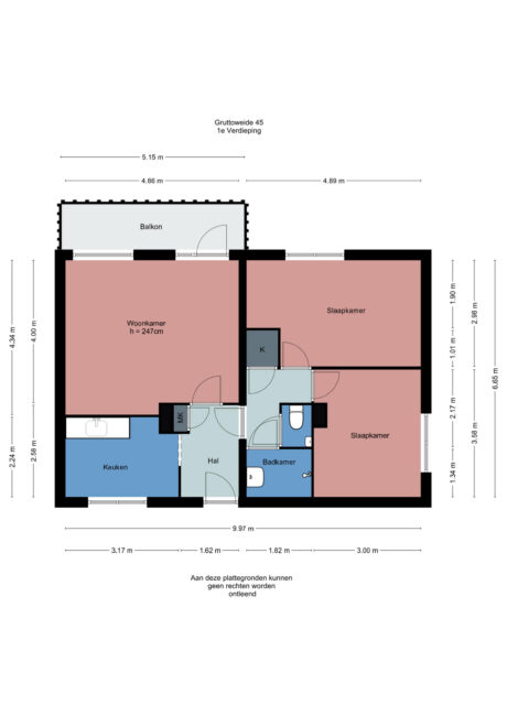 Plattegrond: Gruttoweide 45, Wageningen