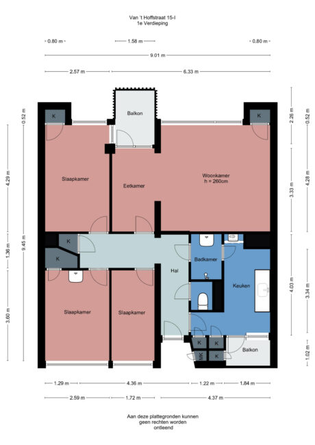 Plattegrond: Van ’t Hoffstraat 15I, Wageningen