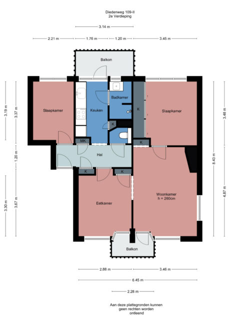 Plattegrond: Diedenweg 109II, Wageningen