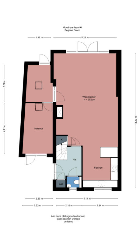 Plattegrond: Mondriaanlaan 94, Wageningen