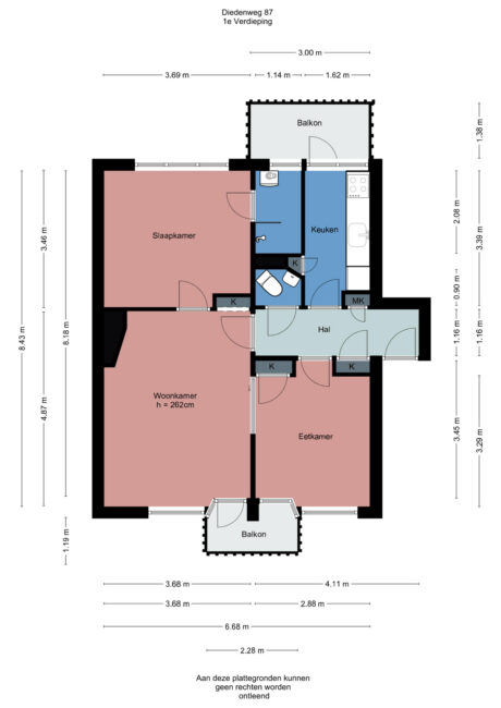 Plattegrond: Diedenweg 87, Wageningen