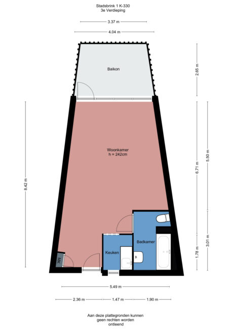 Plattegrond: Stadsbrink 1K 330, Wageningen