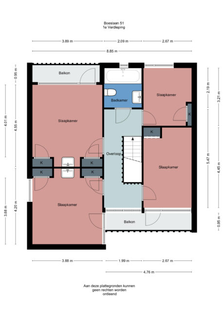 Plattegrond: Boeslaan 51, Wageningen