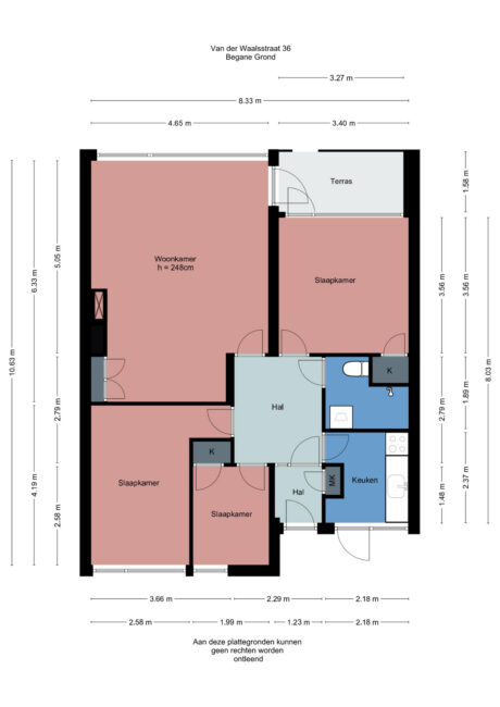 Plattegrond: Van der Waalsstraat 36, Wageningen