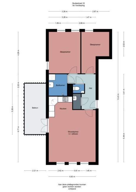 Plattegrond: Nudestraat 33, Wageningen