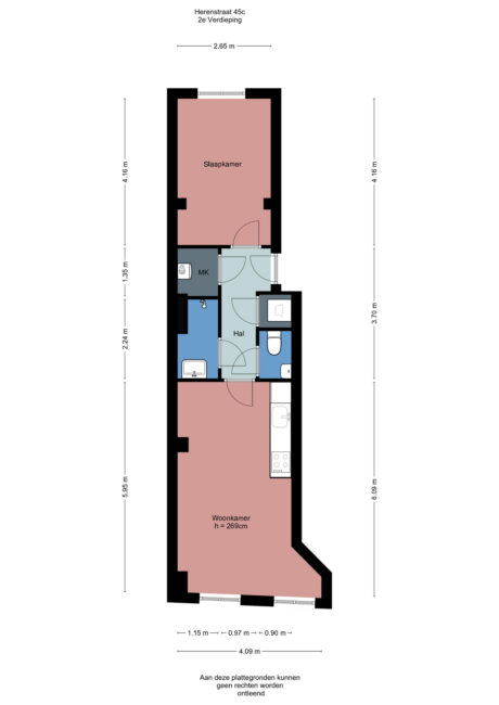 Plattegrond: Herenstraat 45C, Wageningen