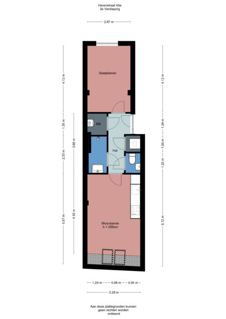 Plattegrond: Herenstraat 45E, Wageningen