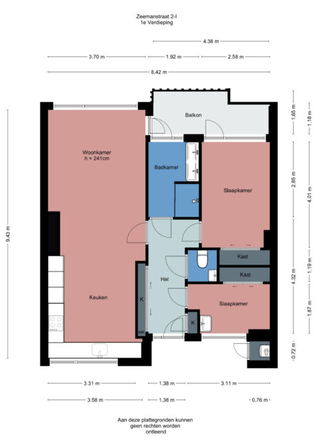 Plattegrond: Zeemanstraat 2I, Wageningen