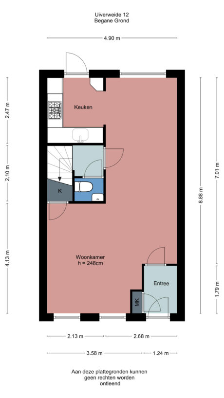 Plattegrond: Uiverweide 12, Wageningen