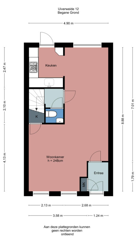 Plattegrond: Uiverweide 12, Wageningen
