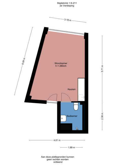 Plattegrond: Stadsbrink 1K 211, Wageningen