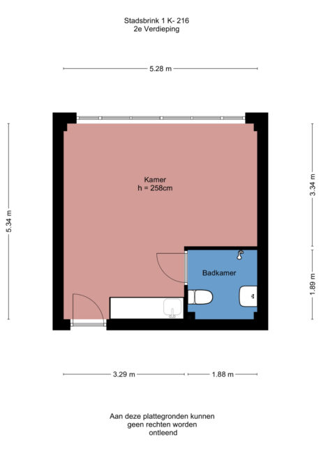 Plattegrond: Stadsbrink 1K 216, Wageningen