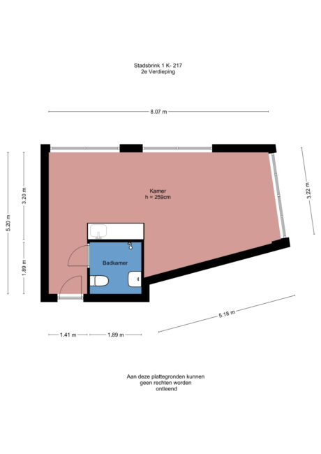 Plattegrond: Stadsbrink 1K 217, Wageningen