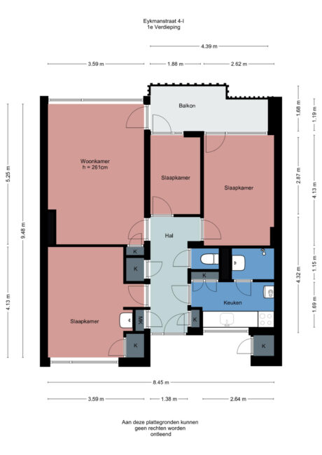 Plattegrond: Eykmanstraat 4I, Wageningen