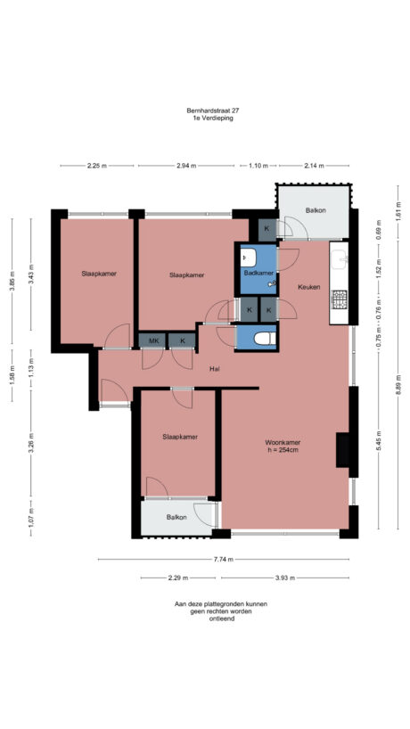 Plattegrond: Bernhardstraat 27, Wageningen