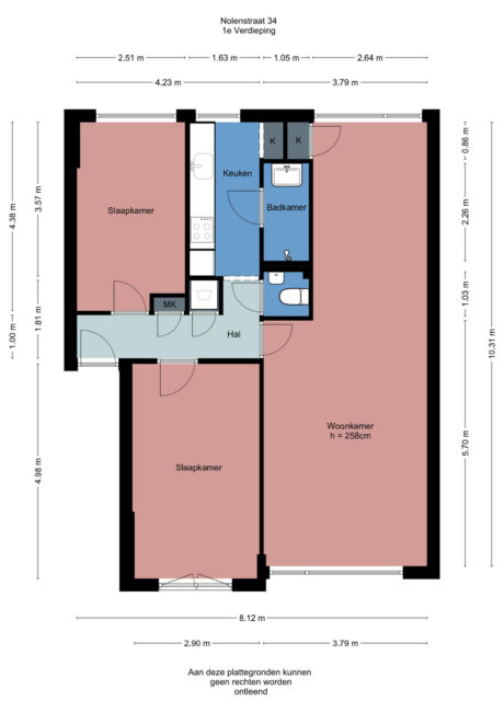 Plattegrond: Nolensstraat 34, Wageningen
